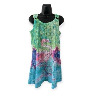 Leoma Lovegrove Flamingo Swim Beach Cover Sleeveless Dress Women’s Size Small